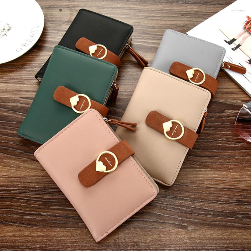 

Wallets 2022 Fashion Women Small Brand Female Leather Purse Ladies Card Bag Clutch Girl Mini Money Clip Wallet, Black