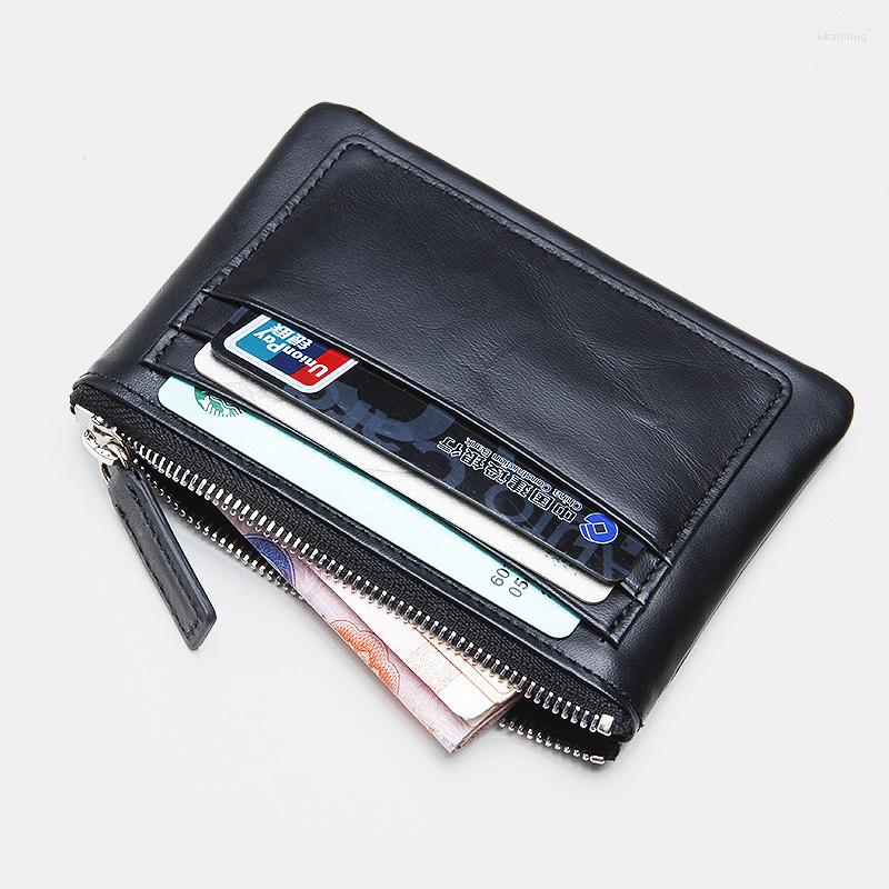 

Card Holders LANSPACE Genuine Leather Men's Id Handmade Coin Purse, Black