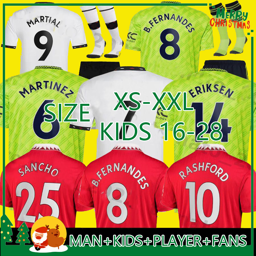 

21 22 23 Jerseys Soccer FRED ERIKSEN B.FERNANDES MANS UTDS RASHFORD football shirt 2022 2023 men kids sets Elanga VARANE SANCHO soccer jerseys Fans Player, 22 23 away aldult epl