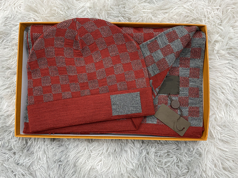 llvv classic Hats Scarves Sets Men Women High Quality Hat Scarf Sets Designers Warm Skull Cap New Knitted Beanie Fashion Accesso With BOX 668812d