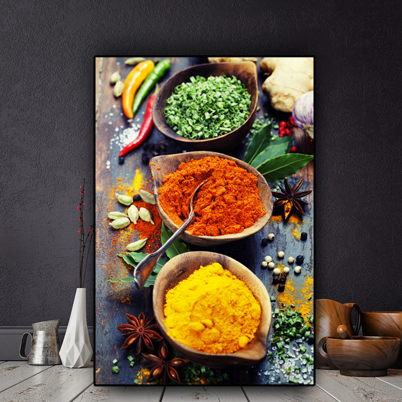 

Grains Spices Spoon Peppers Food Canvas Painting Wall Art Posters and Prints Scandinavian Kitchen Picture Living Room
