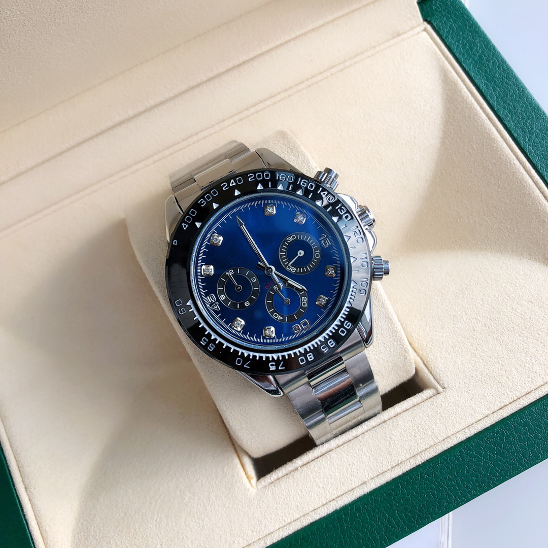 

Men's watch blue dial 40mm quartz movement stainless steel scratch resistant Blue Crystal folding buckle montre de luxe automatic mechanical, Red