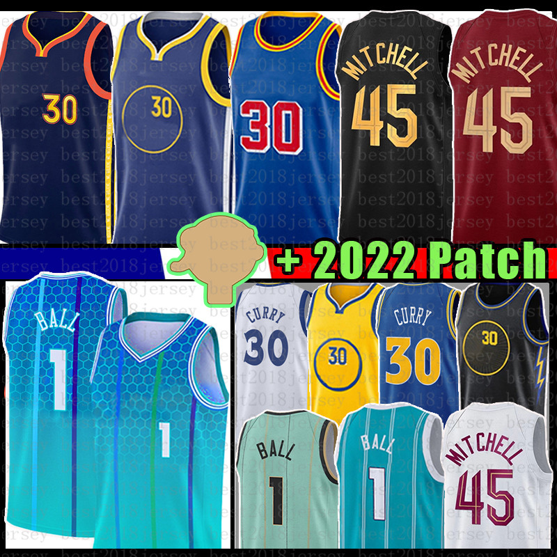

Stephen Curry LaMelo Ball Basketball Jersey Donovan Mitchell 30 1 Klay Thompson James Wiseman 75th anniversary Jerseys 11 33 45