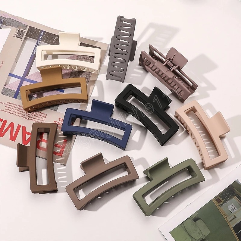

Large Oversize Crab Hair Clips Women Matte Rectangle Geometric Hair Claw 13cm Big Barrettes Headwear