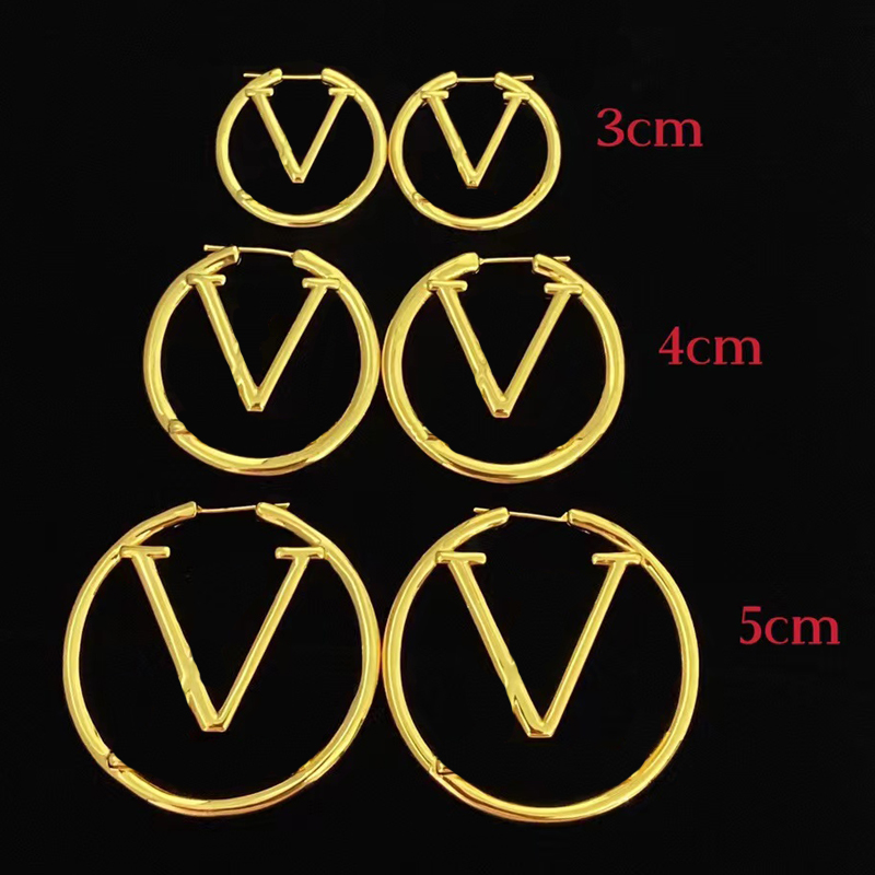 

High Classic Fashion Style Stud Earrings Lady Women Gold/Silver-Colour Hardware Engraved Hollow Out V Initials Hoop Earring M64288 Size S M L For Ladies Birthday Gift
