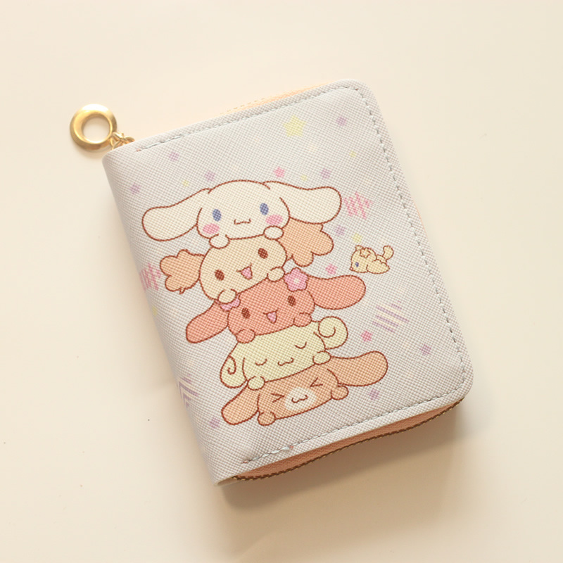 

867Cute cartoon cat mini cloth short coin purse women's zipper coin bag small purse, 03 black+grid