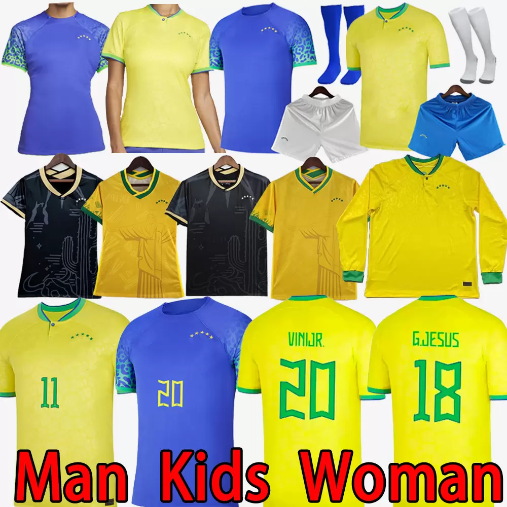 

2022 soccer jersey brazils G.JESUS COUTINHO brasil Camiseta de futbol kit maillot kids kit world cup train suit set long sleeve 2023 RICHARLISON woman football shirt, 2022 home1