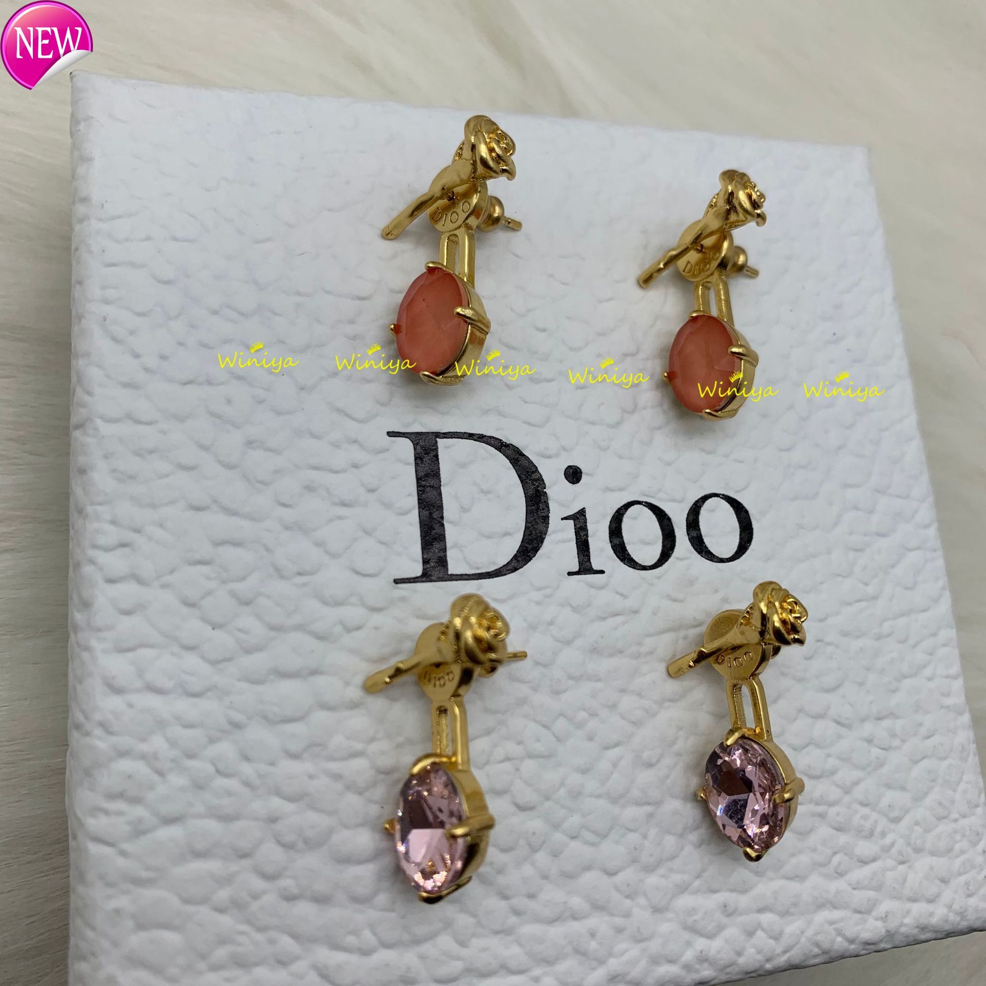 Boucles d'oreilles de conception de marque de luxe D Famille / 21 ans Nouvelle couleur de fleur Diamond Moucrages d'oreilles personnalisés Tempér