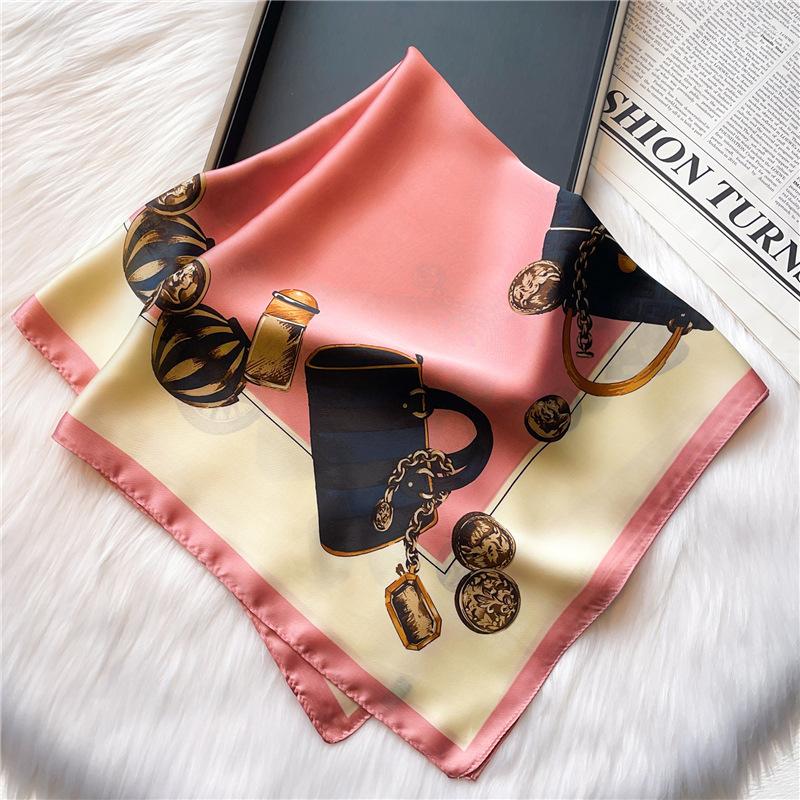 

Scarves Square Silk Scarf Women Satin Headscarf Hijab Printed Neckerchief Designer Foulard Bandana Small Shawl Wrap 70 70cm