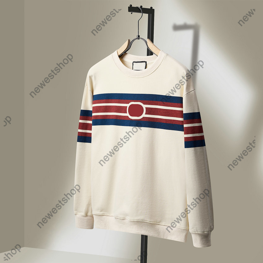 

2022 autumn Mens hoodies designer Sweatshirts Red stripe letter print Webbing O-Neck hoody women black white Apricot Sweatshirt M-2XL, Multi