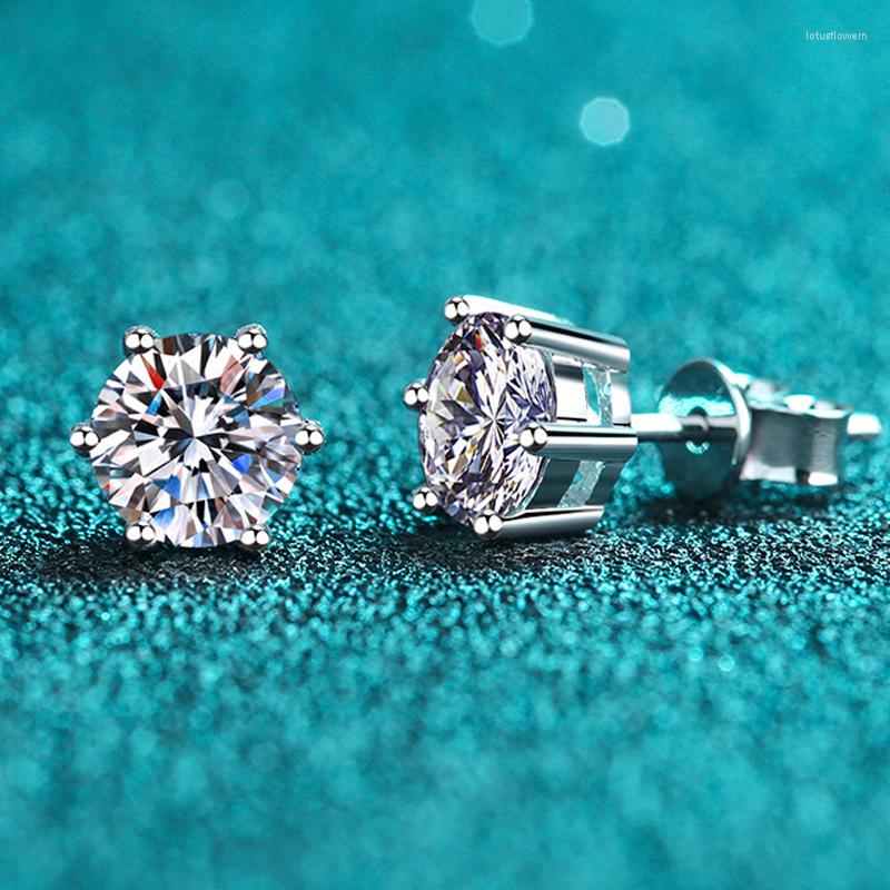 

Cluster Rings NeeTim Moissanite Earrings Screw Stud Sterling Silver D VVS1 Lab Diamond With GRA Classic 6 Round Ear Studs For Women