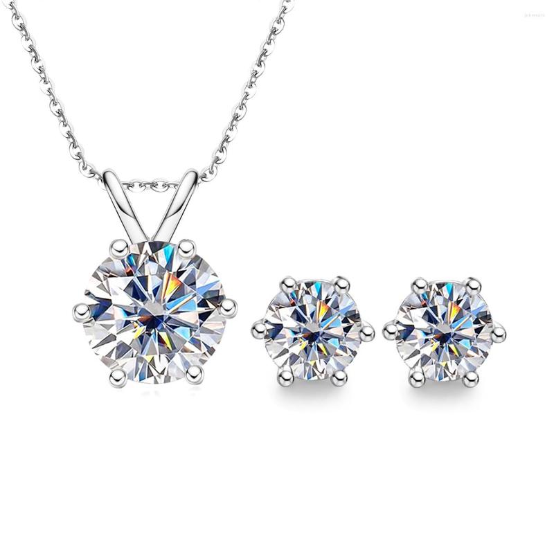 

Pendant Necklaces AnuJewel 3ct Moissanite Necklace 1ct Earrings 925 Sterling Silver Jewelry Bridal Sets Wholesale For Women