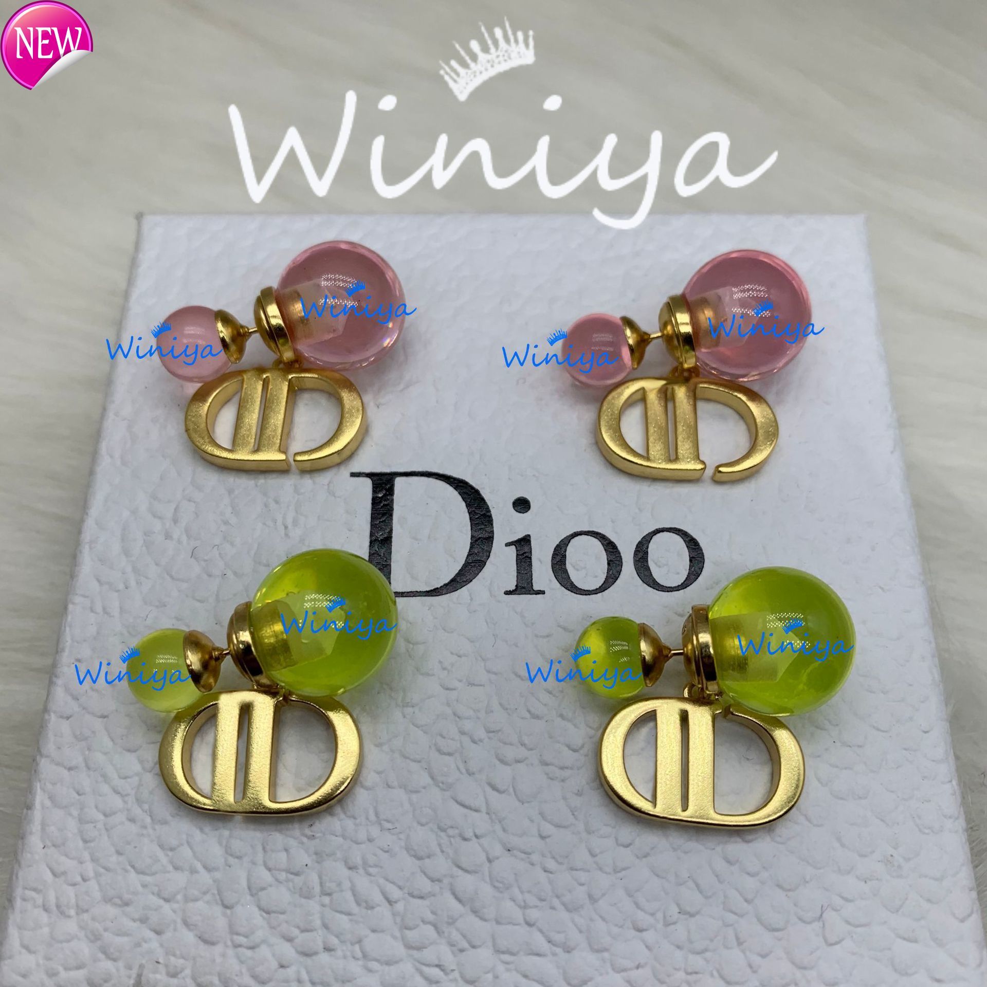 luxury brand design earrings D family / new letter size resin pearl classic Earrings Fashion S925 silver needle-image-801197819