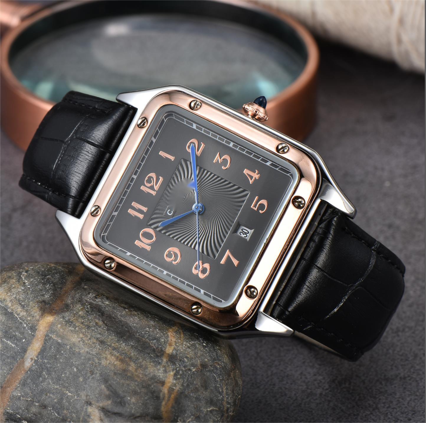 

watches quartz movement watch case leather strap Top quality men and women