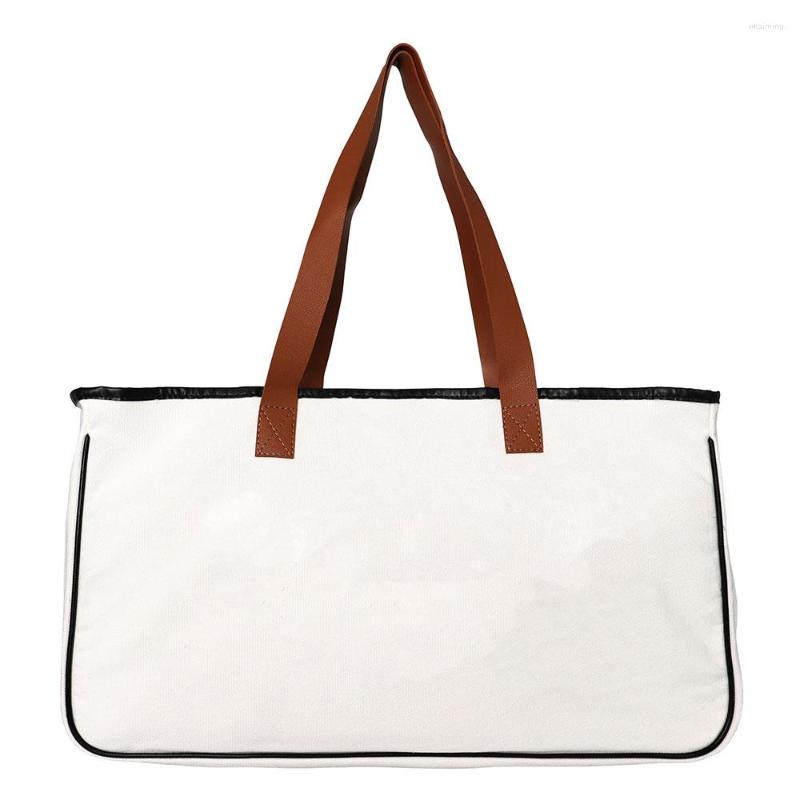 

Duffel Bags Travel Tote Bag Beach Shopping Large Capacity Canvas Leisure Summer Vacation Simple Solid Color Unisex, Brown handle
