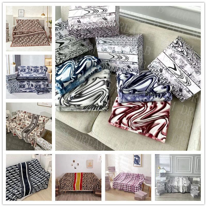

Classic Brand Designer Blankets Soft Warm Coral Fleece Blankets With Gift Box Letter Home Sofa Office Air Conditioner Blanket High Garde Business Gifts
