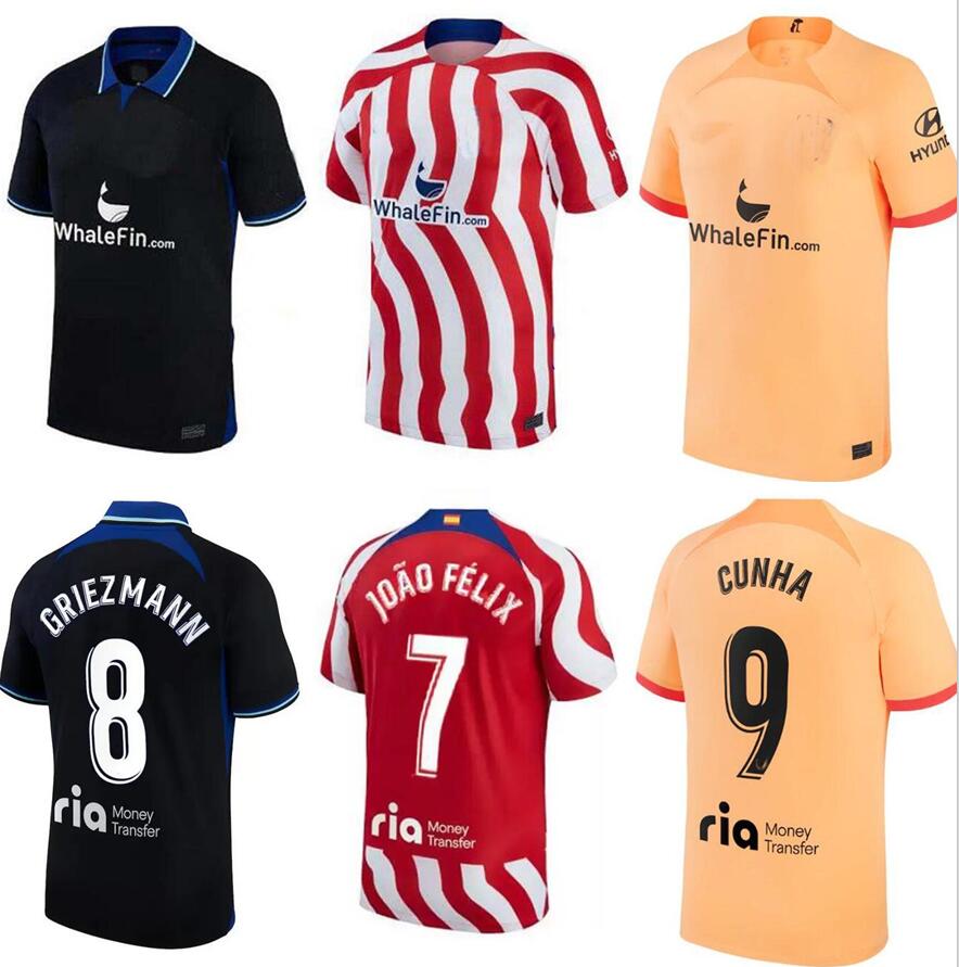 

Atletico MadridS soccer jerseys 22 23 JOAO FELIX home 2022 third M. LLORENTE Correa camiseta football shirts uniforms away kids kit GRIEZMANN R. DE PAUL Cunha CARRASCO