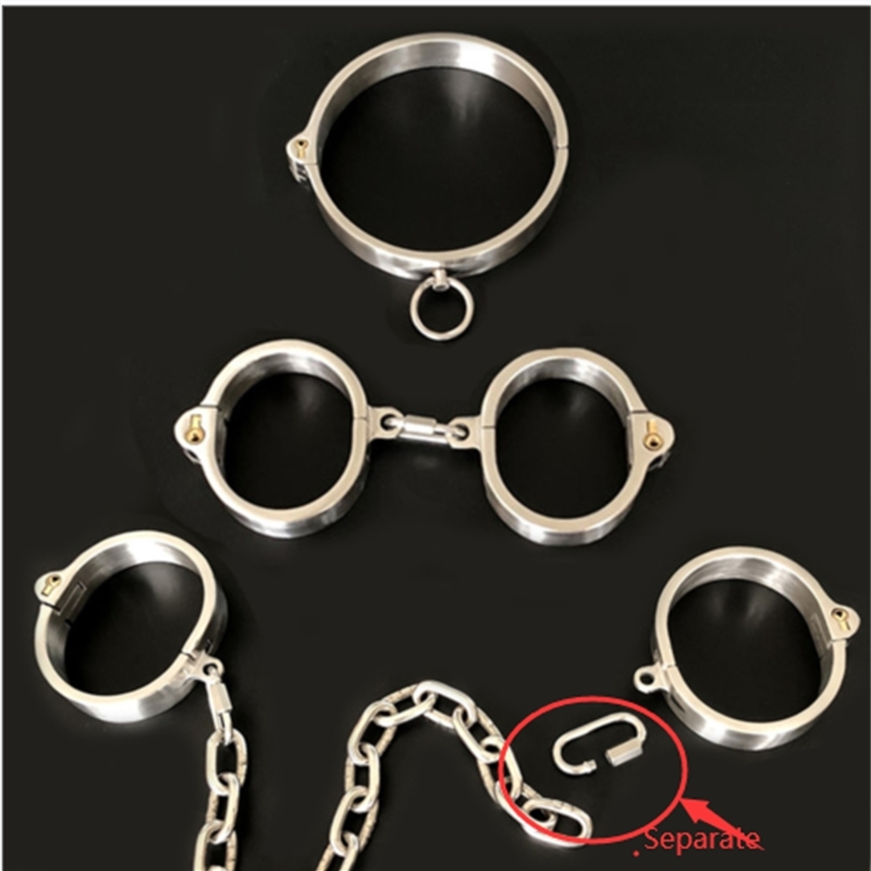 Articles de beauté Collier de cou en acier inoxydable lourd Poignet Main Cheville Verrouillage Poignets Boucle détachable Barre d'épandage Manill
