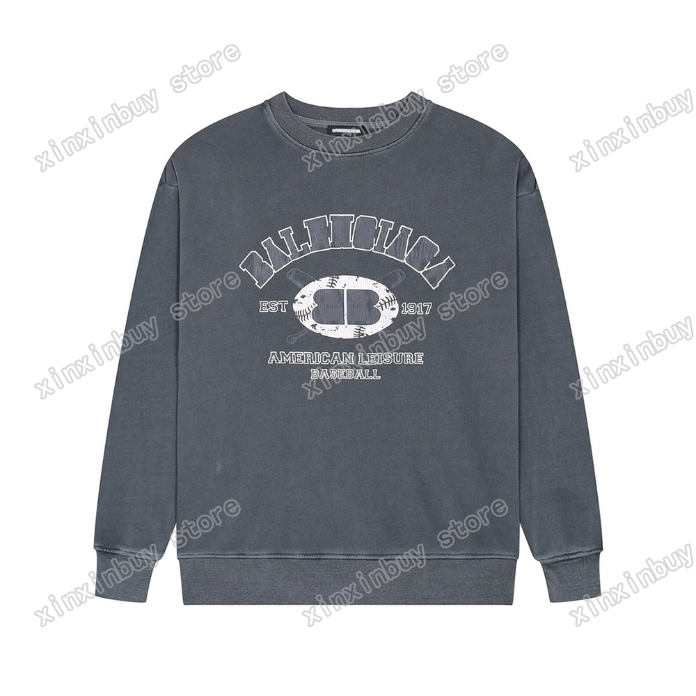 

xinxinbuy Men designer Sweatshirts Paris baseball DESTROYED letter print Ear Wheat women yellow black gray S-XL, 01