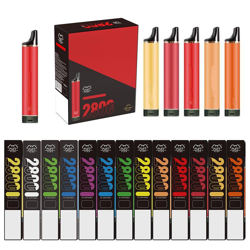 

Top quality Puff Flex 2800 disposable Vape pods device kits e cigarette 1500mah battery pre-filled 8ml vaporizer 20 colors in stock vs tug pods bang XXL