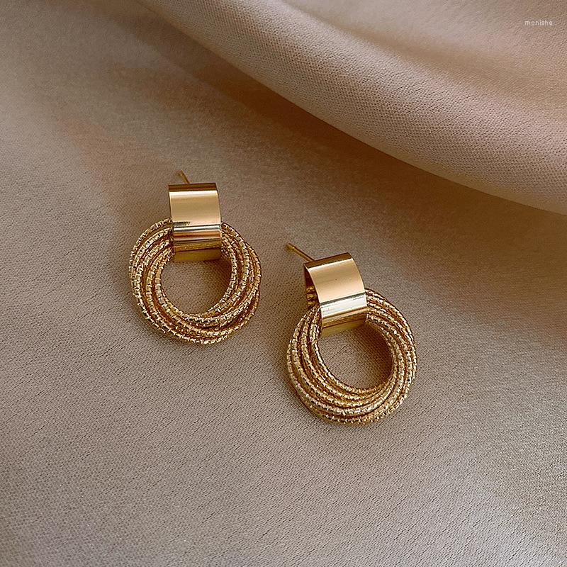 

Hoop Earrings Retro Metallic Gold Multiple Small Circle Pendant 2022 Jewelry Fashion Wedding Party Unusual For Woman