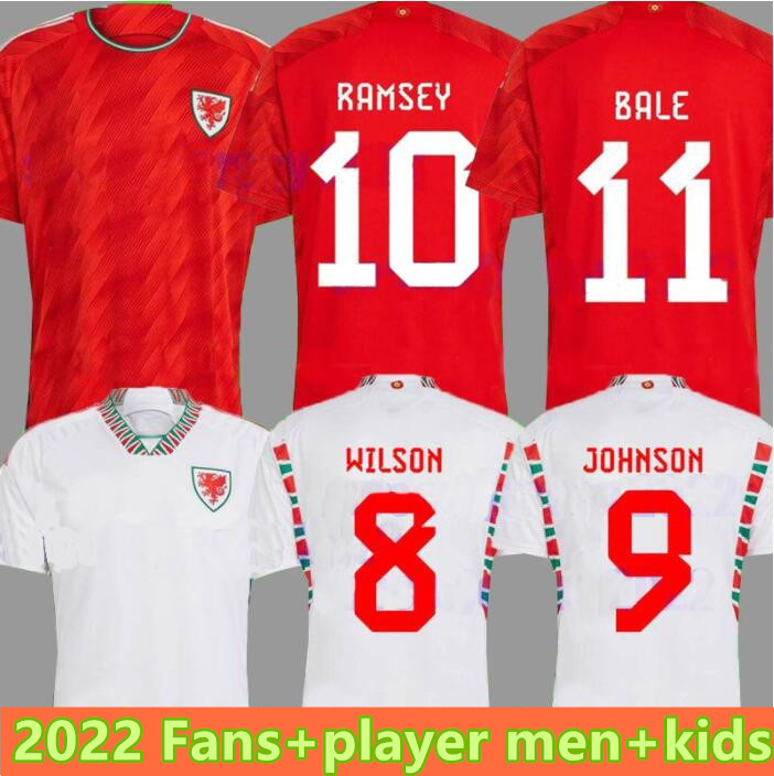 

2022 Wales Soccer Jerseys BALE WILSON ALLEN RAMSEY Mens 22 23 world National Team cup Rodon VOKES Home Football Shirt Short Sleeve Adult Uniforms fans player version 8, 2022 home