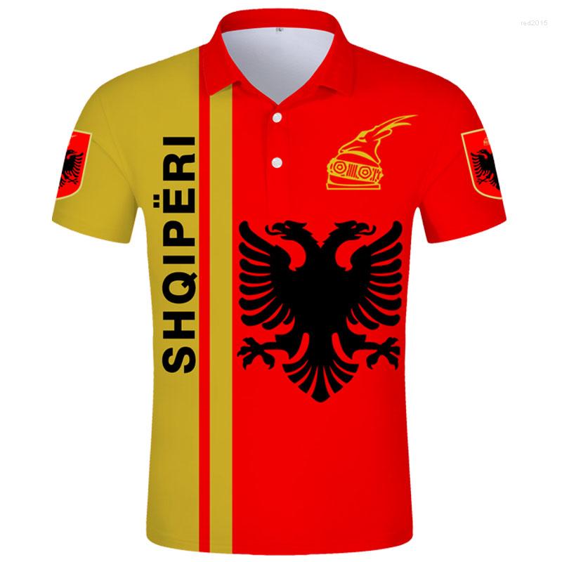 

Men's Polos Albania Short Sleeve Shirt Free Custom Name Number Albanian Eagle Flag Print Text Sports Jersey, Style 25