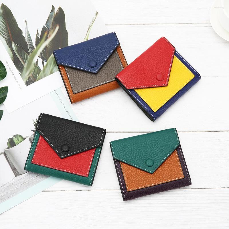 

Wallets French Elegance Version Women Wallet Short 2022 Leather Buckle Multi-card Small Female Coin Purse, Purple