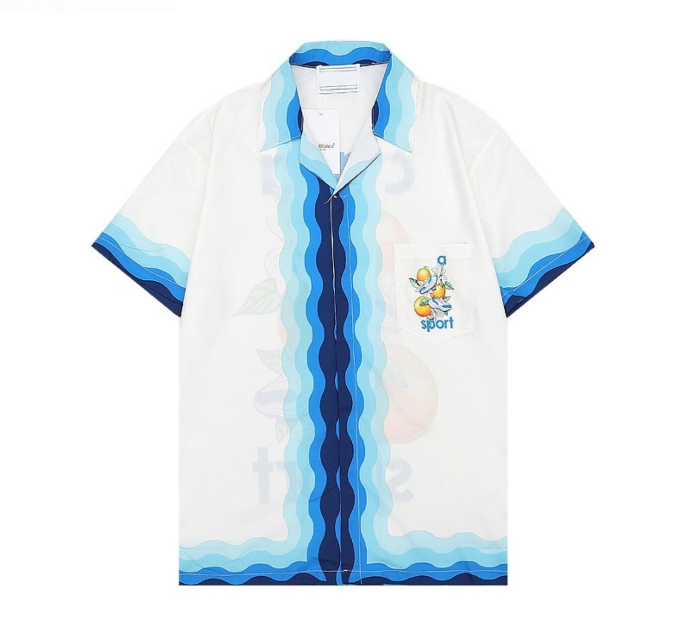 

designer shirts 2022 New Summer Autumn Casual Short Sleeve White Sport Shoes Print V-Neck Single Breasted Casab Shirt Oversized Asian Size M-XXXL