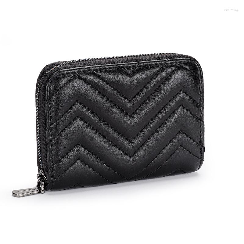 

Wallets Women Genuine Leather Short Female Plaid Purses Card Holder Wallet Fashion Woman Small Zipper Coin Purse