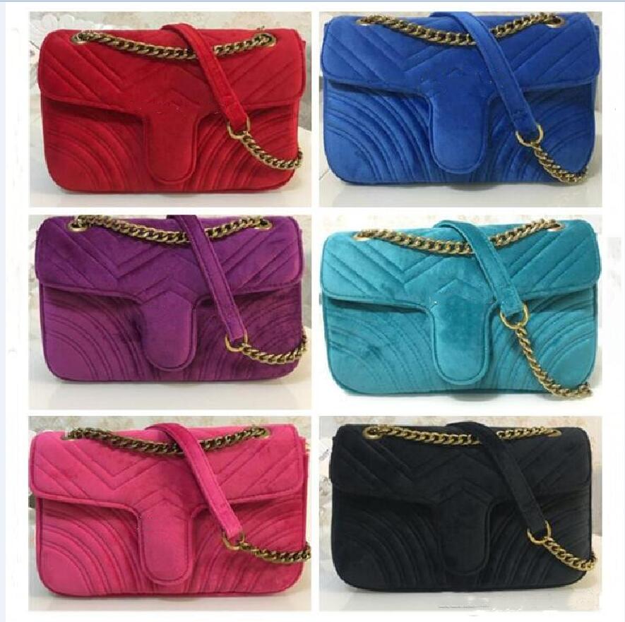 

Top Quality Fashion Women Shoulder Bags Classic Gold Chain Large 26cm and Middle 22cm Velvet Bag Heart Style Women Bag Handbag Tote Bags Messenger Handbags, Black