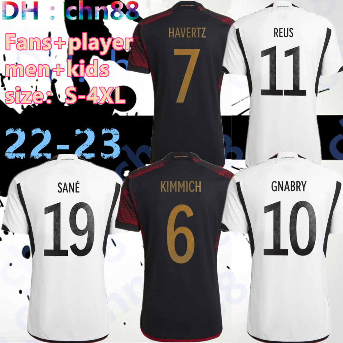 

S-4XL 2022 Soccer Jerseys GermanyS HUMMELS KROOS WERNER MULLER boys set Football shirt t GOTZE SANEA KHEDIRA REUS German 22 23 men kids kit uniform Player Fans versoin, 2022 away