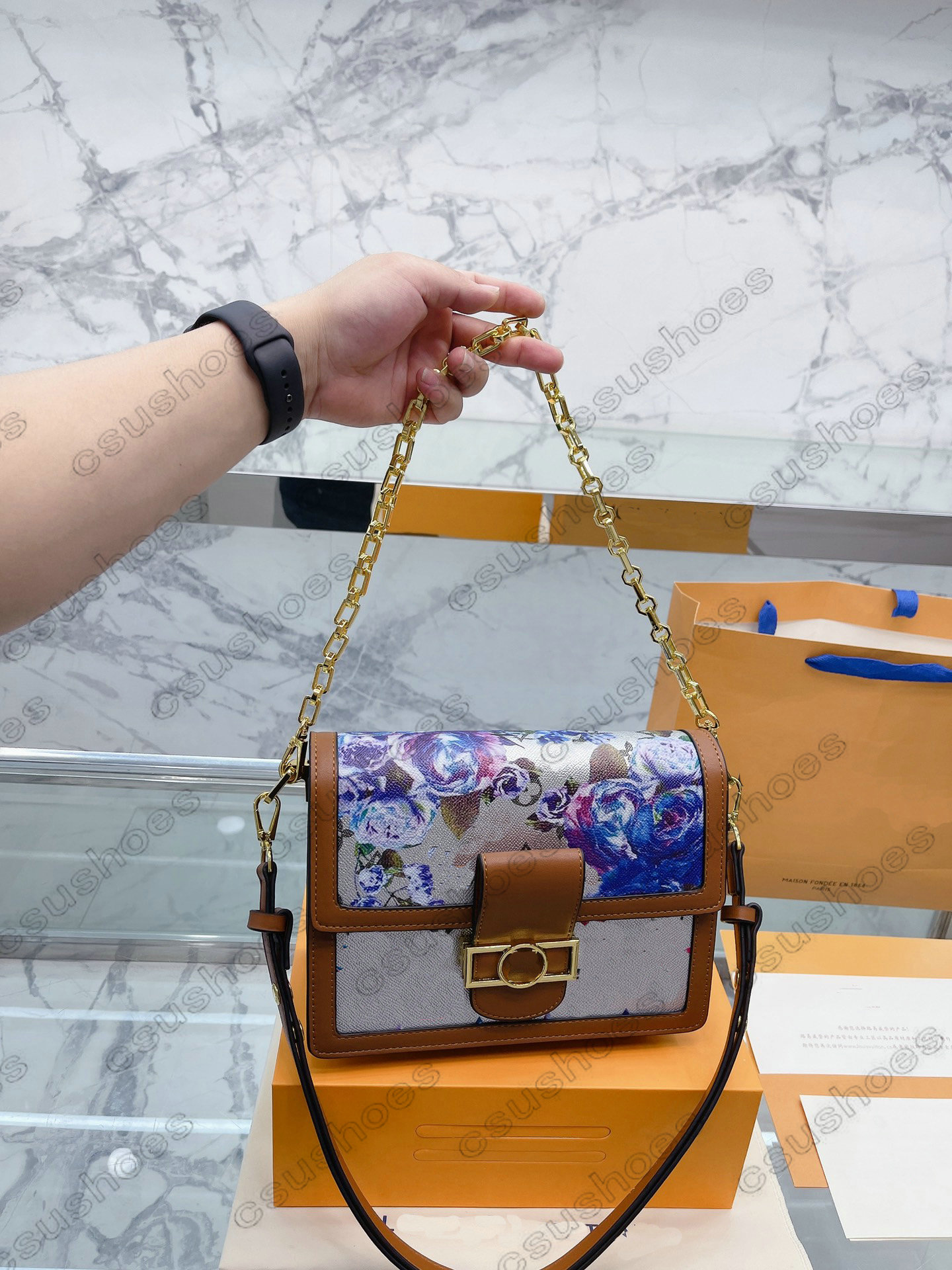 

22SS DAUPHINE Garden Flowers M21266 Hollow Out Bag Handbag Black Luxury Designer LOCK Womens Messenger Leather Shoulder Bags CrossBody Purse Classic M20359 M20595, No bag