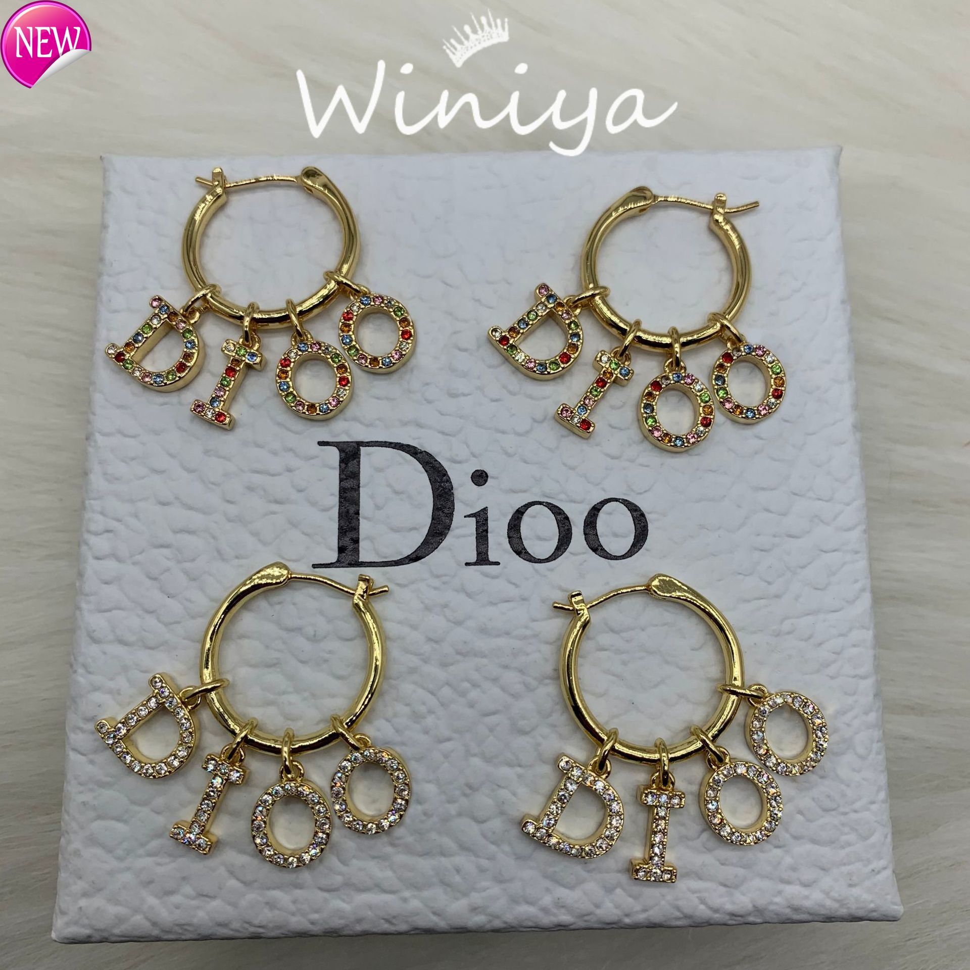 Boucles d'oreilles de conception de marque de luxe D Nouvelle lettre de 21 ans de la famille / Boucles d'oreilles de gland personnalisées en diam