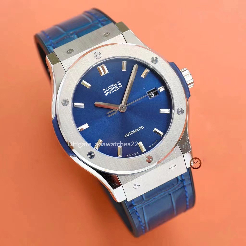 

Belt Sports Watch Round Man Automatic Mechanical Designer Watches Grey Belt Sapphire Glass Steel Case Folding Buckle Calendar Display Exquisite Gift Wristwatch, Carton