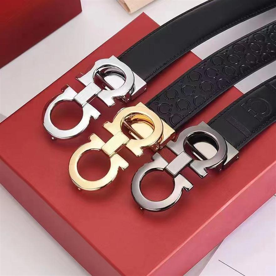 

Fashion men designer belt women men casual letters smooth button printed lychee pattern belt length 95cm 100 105 110 115 cm box334T, Black