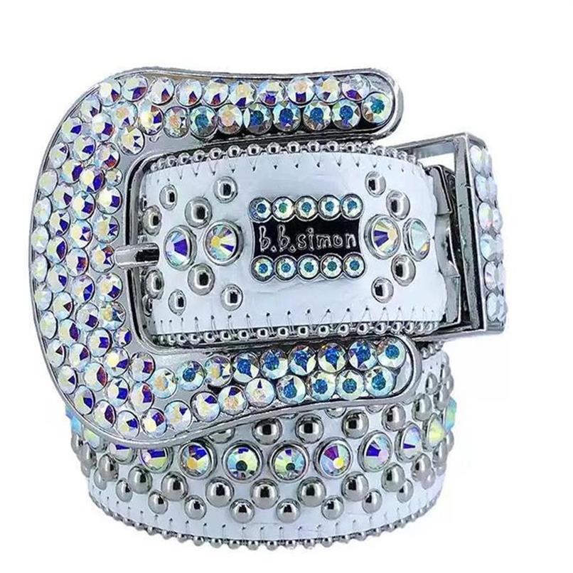 

Fashion Designer Belts Women High Quality Mens Bb Simon Rhinestone Belt With Bling Rhinestones Width 4 0CM Waistband169z269a, As picture
