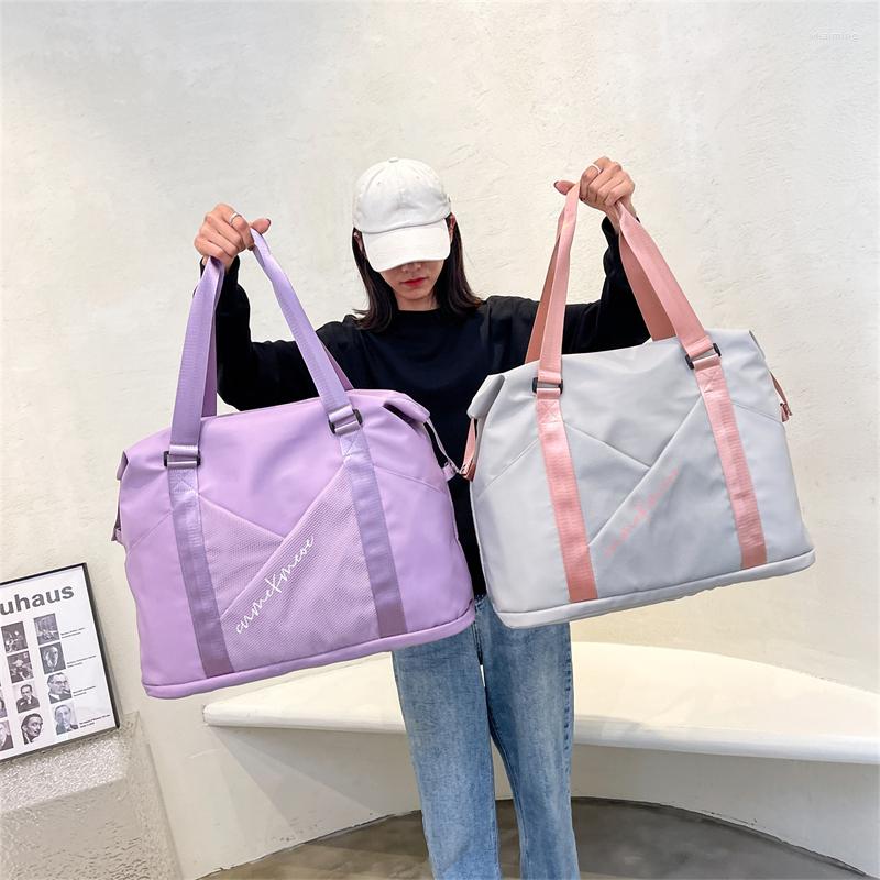 

Duffel Bags 16/19 Inch Unisex Nylon Travel Bag Portable Large Capacity Fitness Shoulder Waterproof Luggage, Pink m