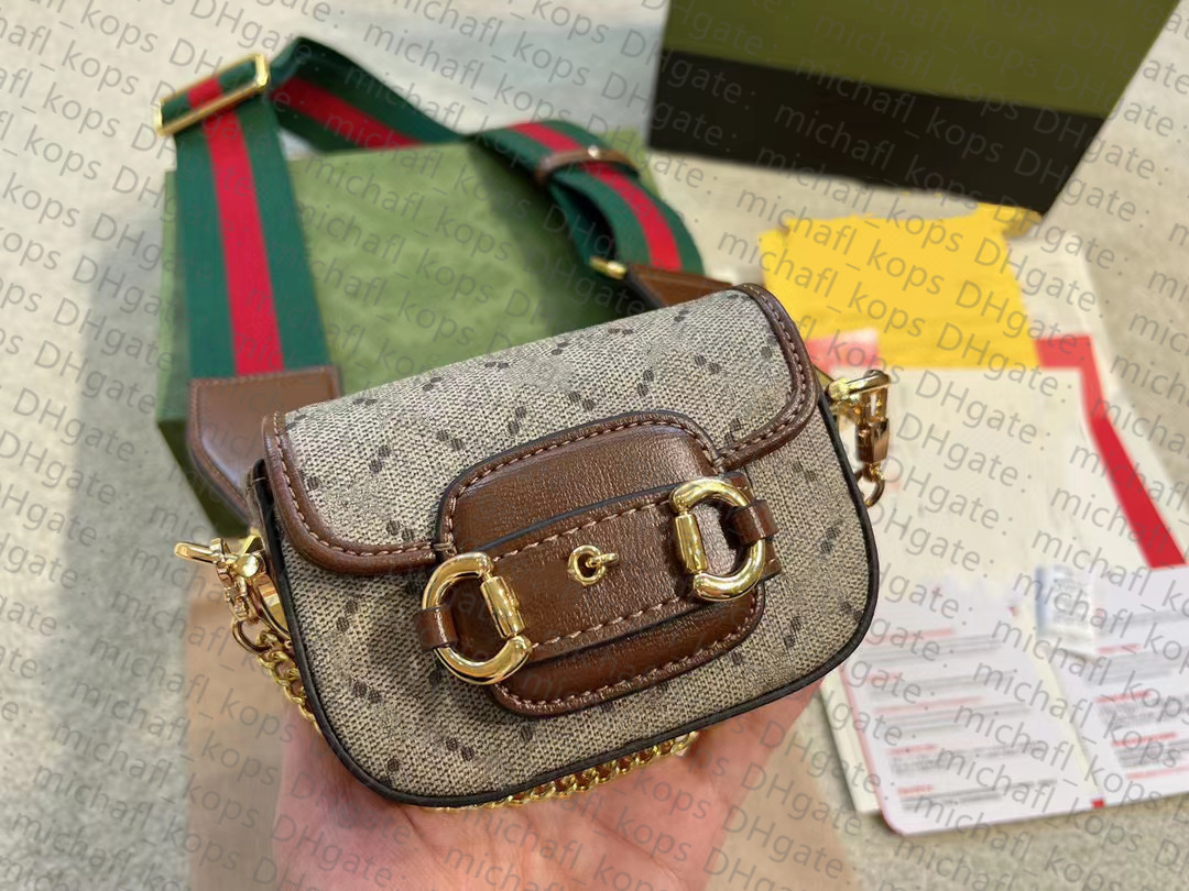 

Designer Women Bag 1955 mini cross-body bag one shoulder chain bag canvas cowhide horse bit buckle Presbyopic LOGO Luxury coin Purse 2022 high quality, White