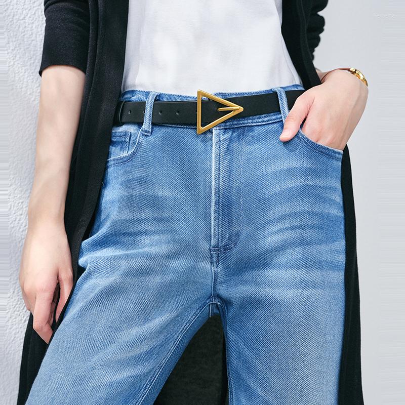

Belts Jeans For Women Gold Triangle Pin Buckle Belt Knot Thin Soft Solid Pu Leather Black Casual Waist Strape Coat