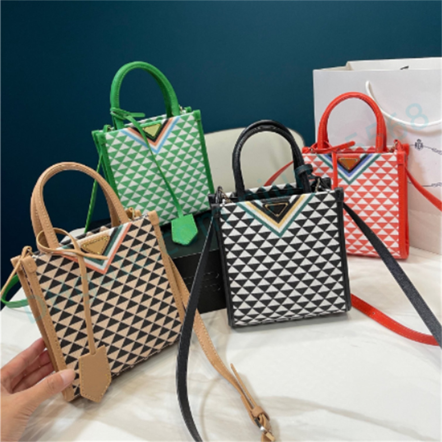 

Top Women Symbole embroidery fabric tote bag large size fashionable triangle pattern Handbags Top quality Luxury shoulder bags Totes Cross Body Purse, Green