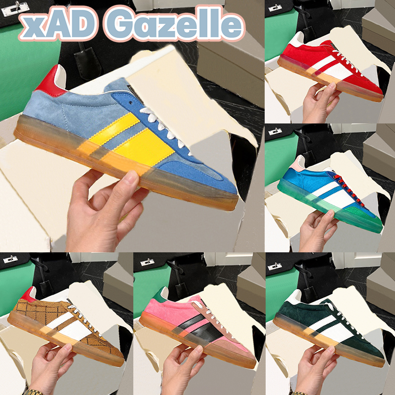 

Luxury xAD Gazelle Sneaker mens causl shoes White suede Blue silk Pink green Velvet Beige Ebony Canvas top quality men women low designer sneakers trainers, Shoe box