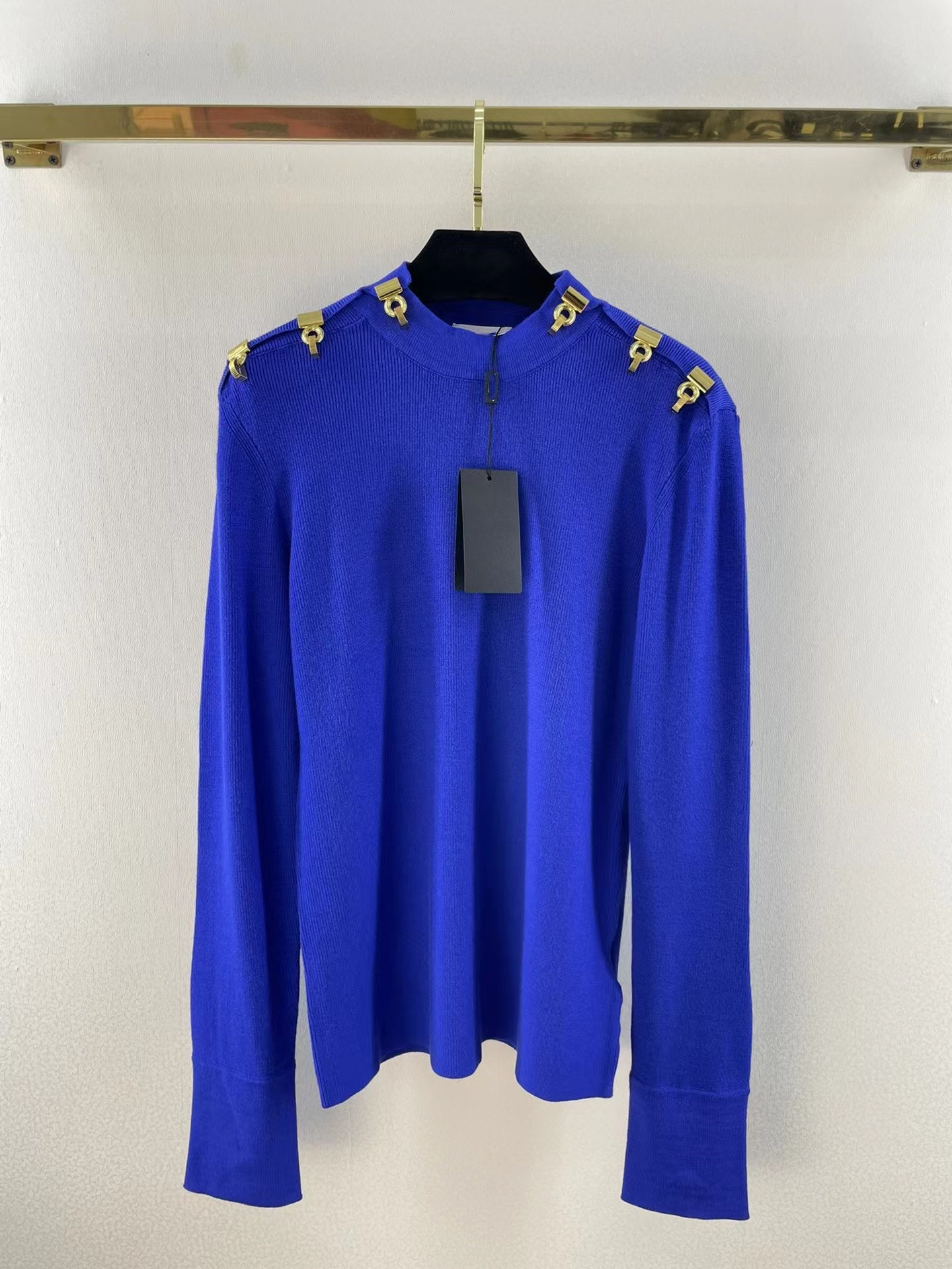 

Milan Runway Sweaters 2022 New Autumn Winter Long Sleeves O Neck Panelled Women's Sweater High End Jacquard Pullover Designer Sweater 0906-4, Blue