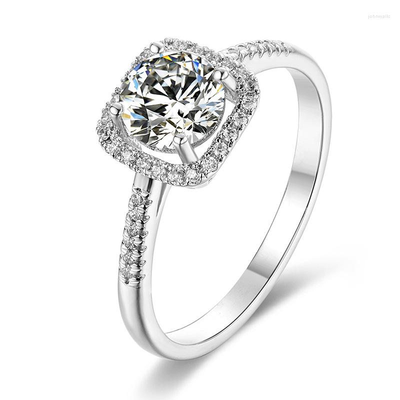 

Cluster Rings AnuJewel 1ct D Color Moissanite 18K Gold Plated Classic Square Engagement Wedding Wholesale