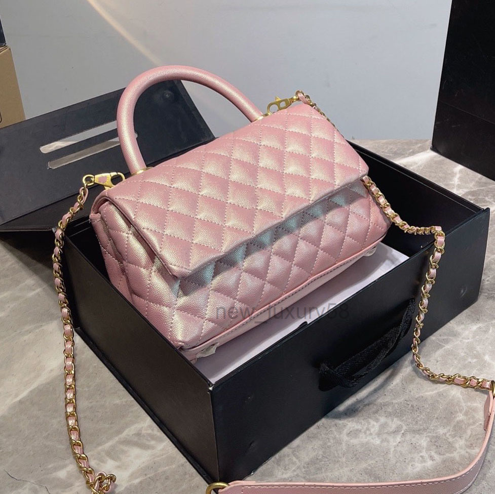 

22Ss Selzburg Mermaid Pearl Caviar Totes Bag Calfskin Classic Quilted Hardware Chain Cohandle Crossbody Bag Designer Luxury Womens French Sh, Pink
