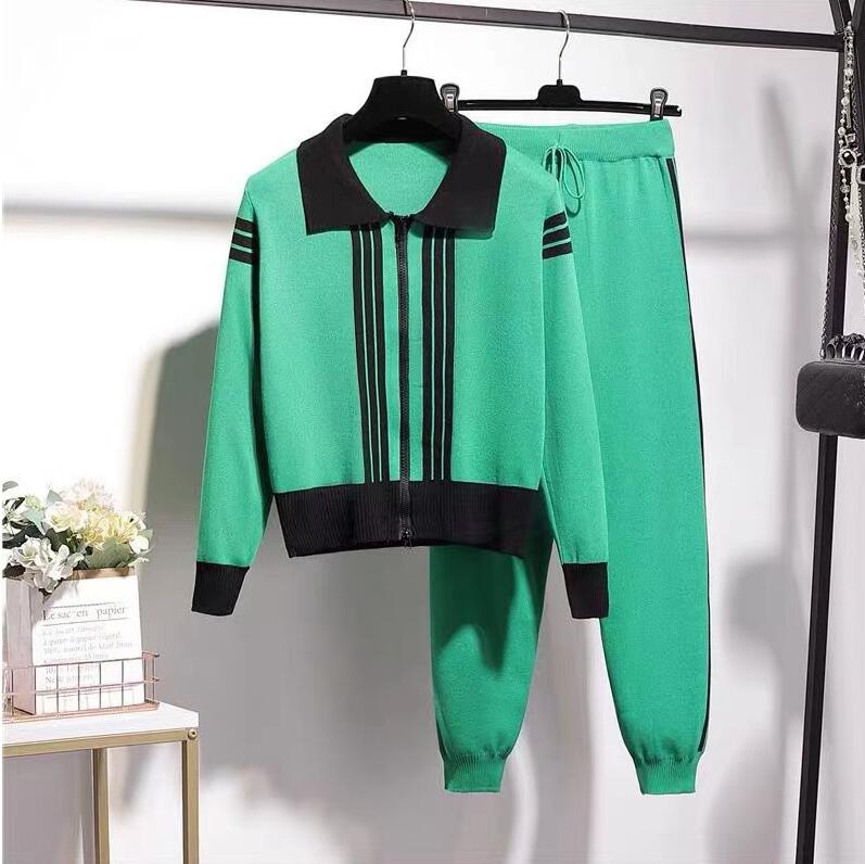 

Women's Tracksuits Knitted Wide-leg Pants and Sweaters Autumn Winter Casual Solid White Long Sleeve Jumpers Female 2 Pieces Set, 03