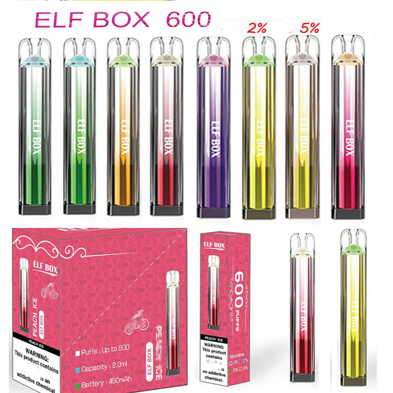 

Disposable Vape Electronic Cigarettes 600 Puffs 450 mAh 2.0Ml Pod Mesh Coil Rich Vapor High End Vaporizer Orginal Elf Box 10 Flavors 2% 5%