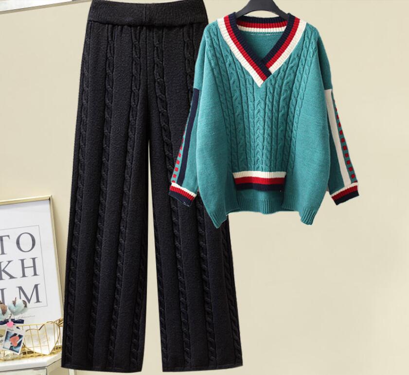 

Women's Tracksuits Elegant Knitted Two Piece Set Women V Neck Long Sleeve Buttons Lace Up Cardigan Sweater, 06