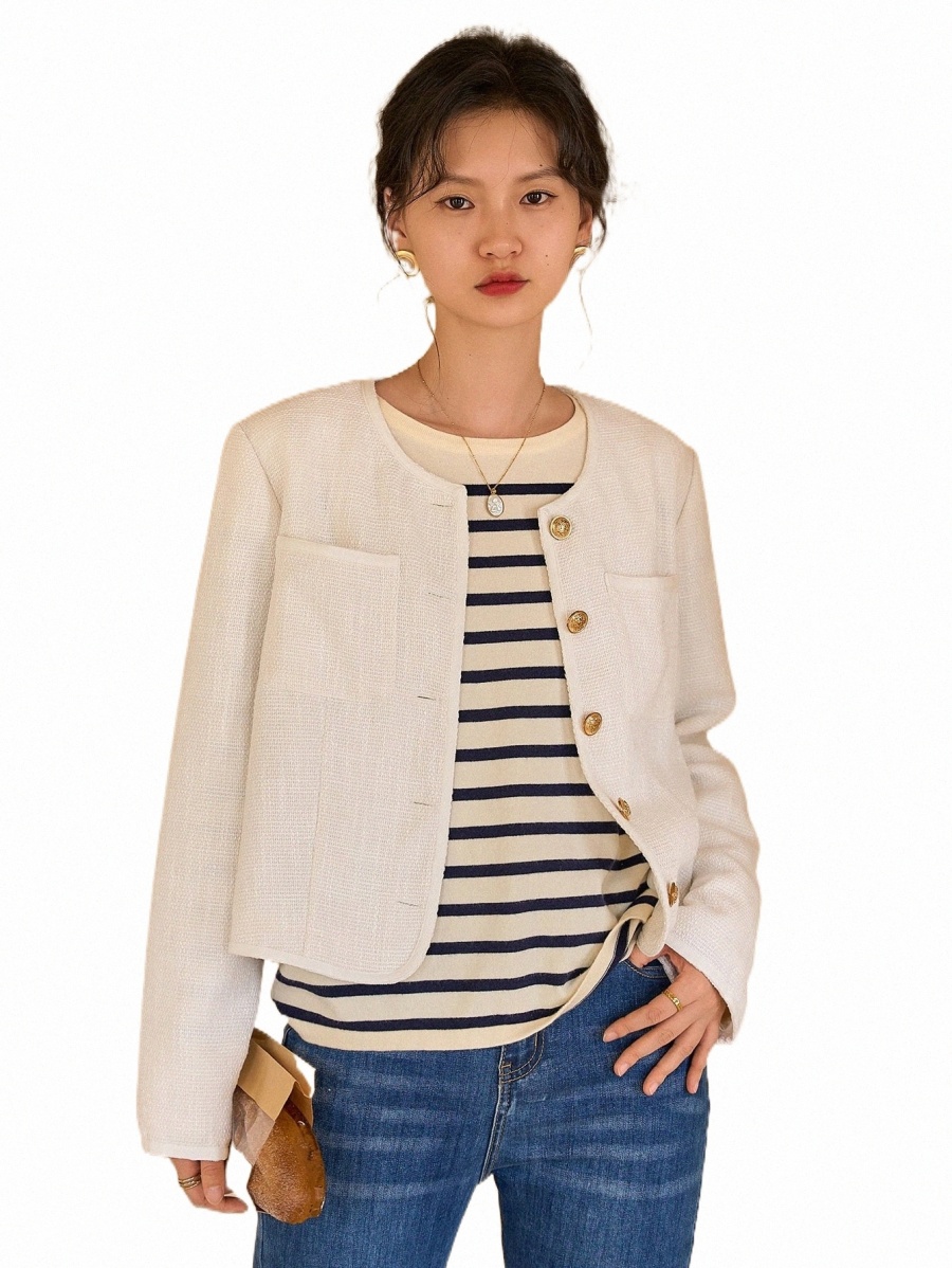 

Women' Jackets dazy Patched Pocket Button Up Jacket b4ZU#, White