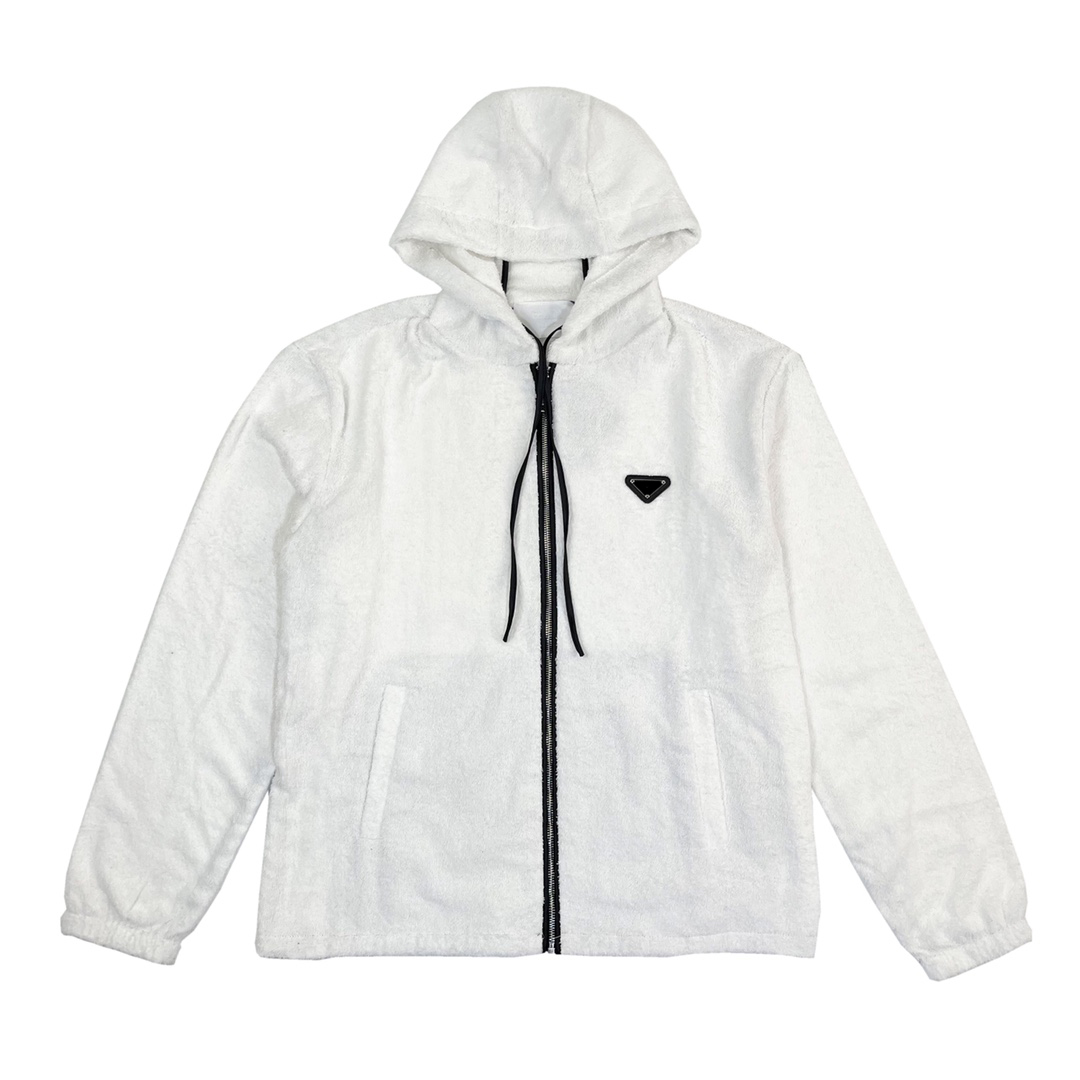 

mens jackets designer fashion classic fur imported cashmere triangle label terry fabric inverted design loose, White